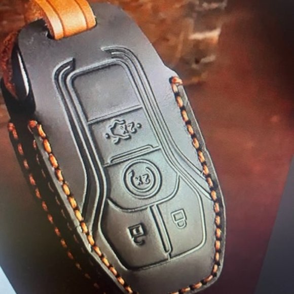 Ford Leather Key Fob Cover Case Black 4B#835 - Picture 1 of 11